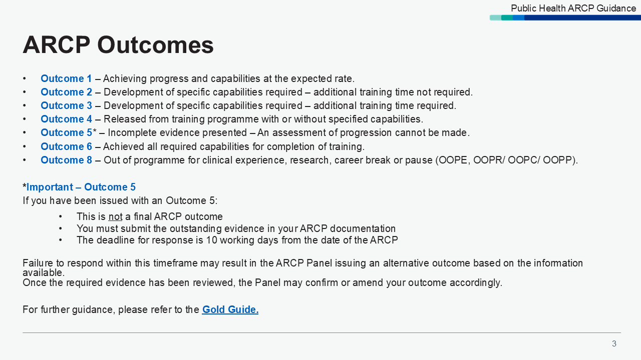 Slide 2: ARCP Outcomes